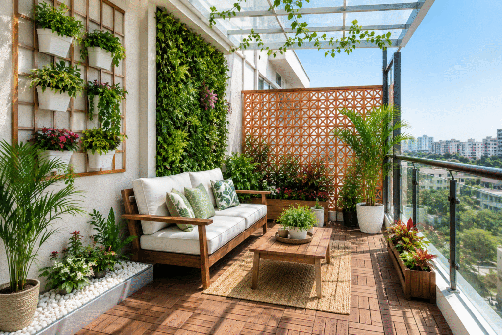 Luxury Balcony on a Budget with modern seating,