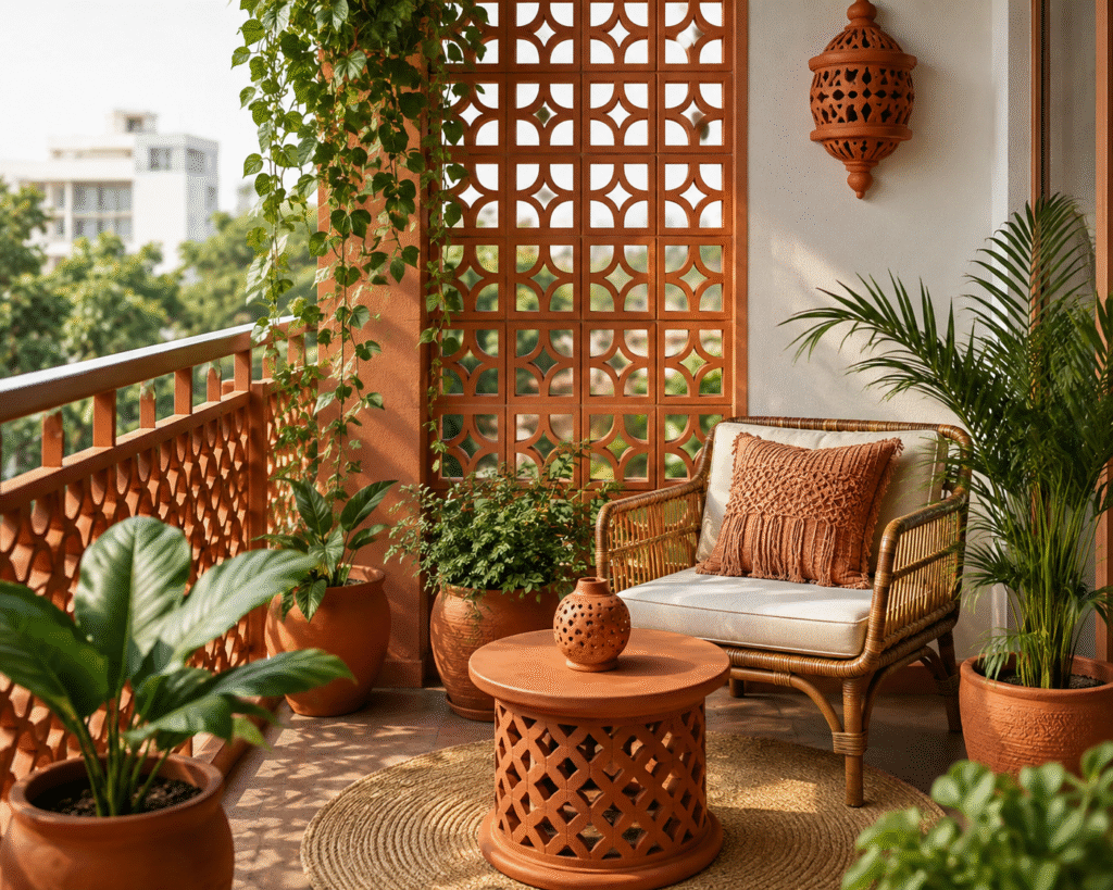 White Terracotta Jali for Terrace